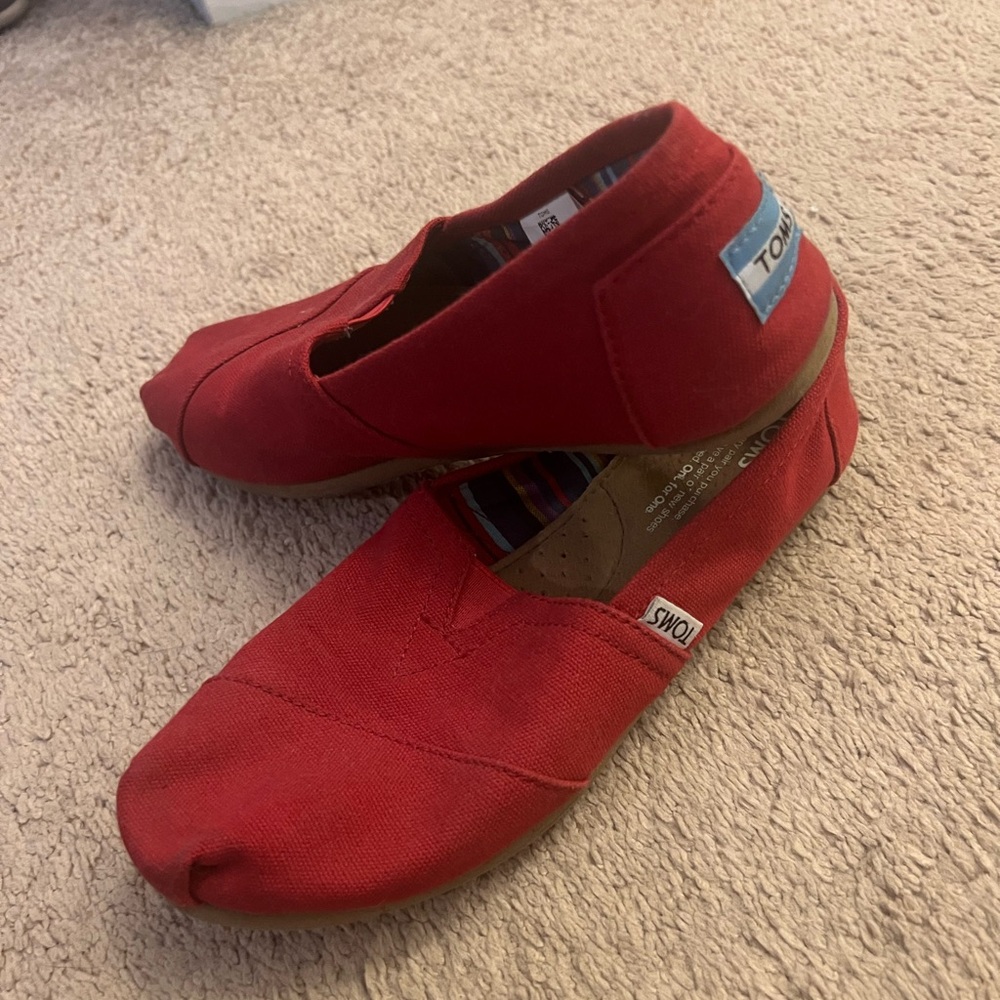 TOMS Classic Red Canvas Slip-Ons